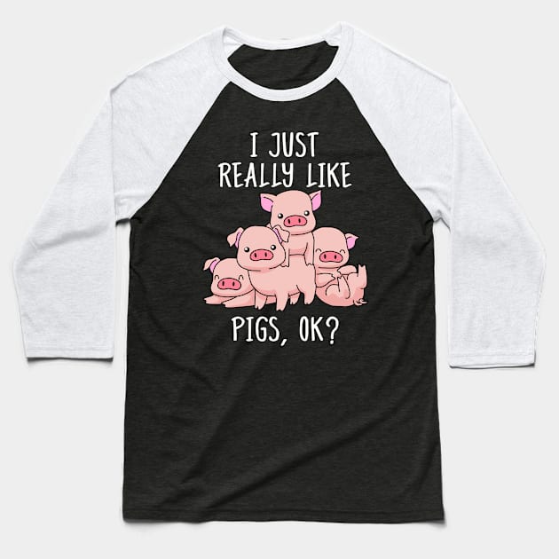 Love Pig Shirt Women Pig Gifts Swine Cute Pig Baseball T-Shirt by PomegranatePower